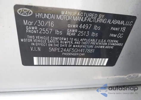 2016 Hyundai Sonata from USA, damaged, VIN 5NPE24AF5GH417881